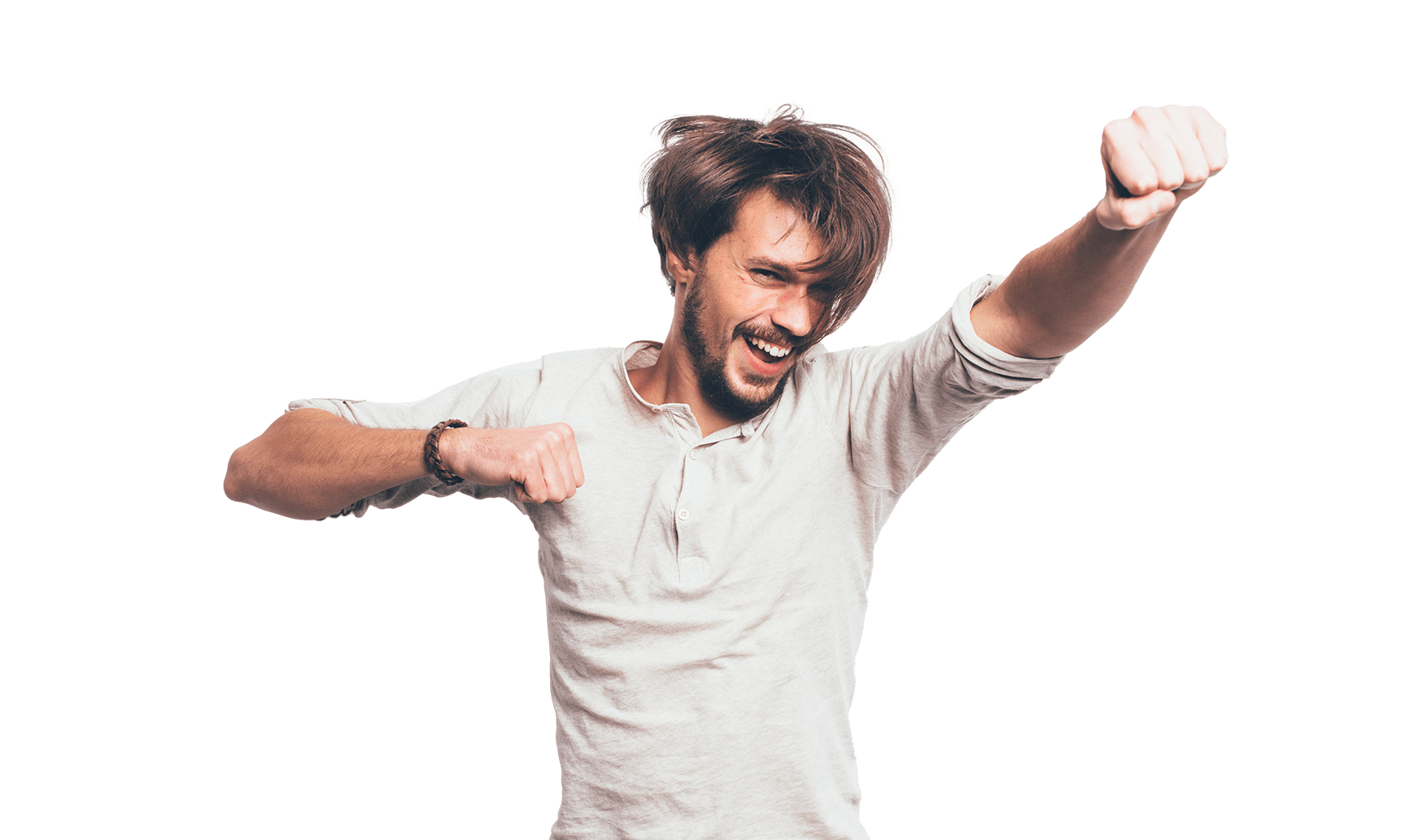 Mann mit Siegerpose Mann mit Siegerpose